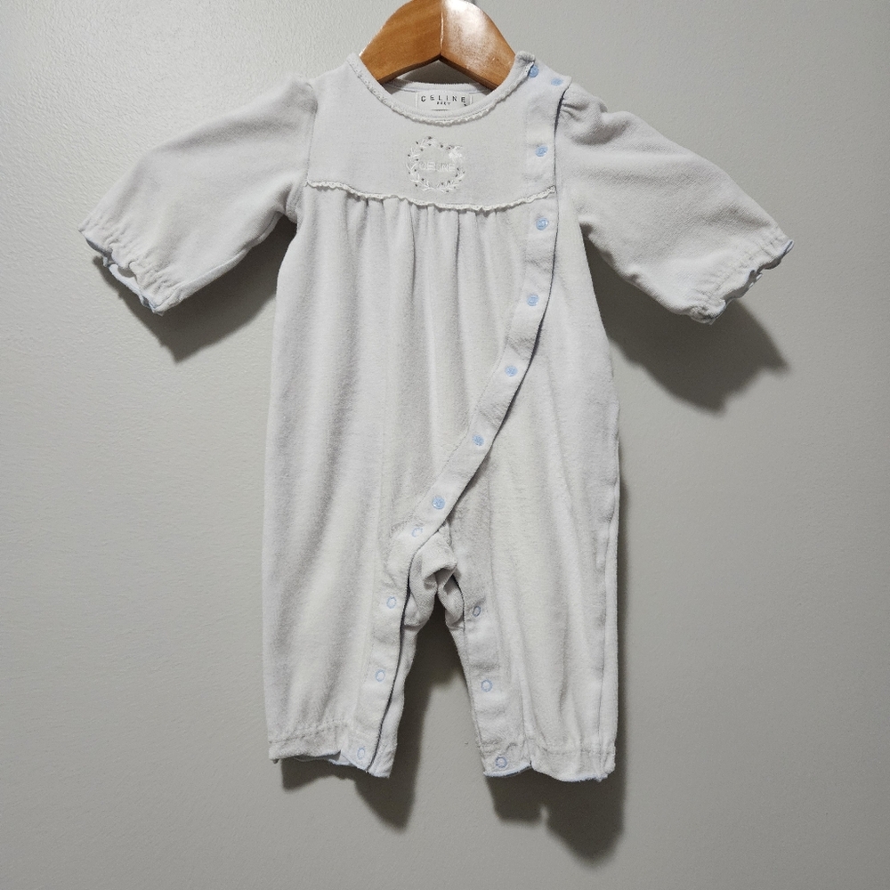 Celine Baby Girl's Embroidered Smocked White Romper Size 70